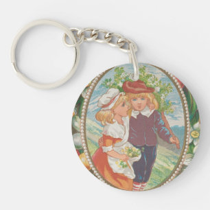 Porte-clefs Antique Valentine drôle, ère victorienne, 1874