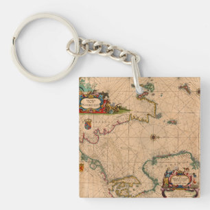 Porte-clefs Antique vieille carte inspirée (1)