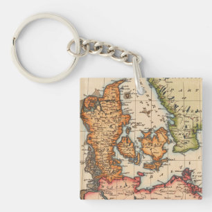 Porte-clefs Antique vieille carte inspirée (10)