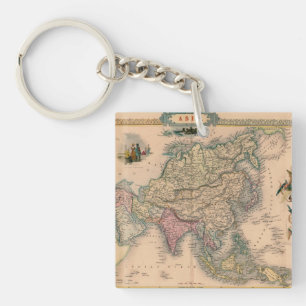 Porte-clefs Antique vieille carte inspirée (11)