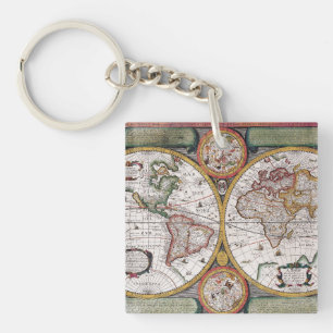 Porte-clefs Antique vieille carte inspirée (12)