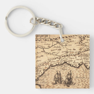 Porte-clefs Antique vieille carte inspirée (3)