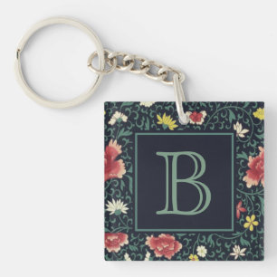 Porte-clefs Antique Vintage Joli Monogramme Floral