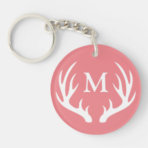 Porte-clefs Antlers rustiques de cerfs blancs Monogramme