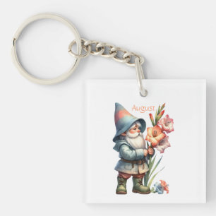 Porte-clefs Août personnalisé Mois de naissance Jardin Gnome