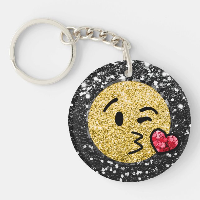 Porte-clefs *~* AP40 Coeur rouge QR Blow a Kiss Emoji Parties  (Devant)