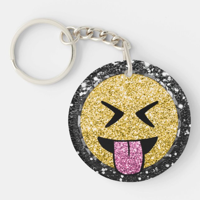 Porte-clefs *~* AP40 Happy QR Tongue Mouth Emoji Parties scint (Devant)