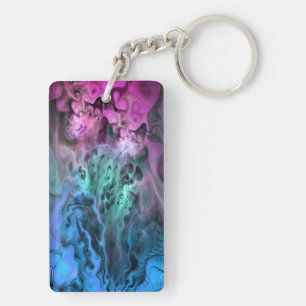 Porte-clefs Apophyse Fractal Art II - vert rose bleu