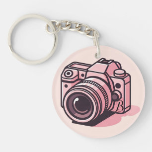 Porte-clefs Appareil photo numérique reflex tendance rose pers