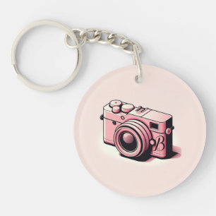 Porte-clefs Appareil photo personnalisé rose clair féminin