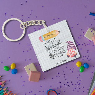 Porte-clefs Appréciation de l'enseignant Gnome avec coeur