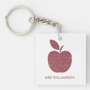PORTE-CLEFS APPRÉCIATION DE L'ENSEIGNANT ROSE OR APPLE NAME