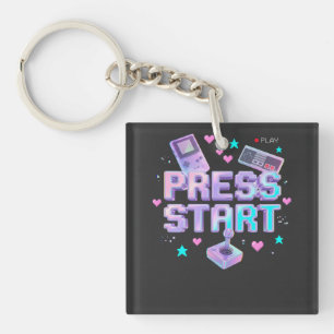 Porte-clefs Appuyez sur Start Y2K Arcade de jeu rétro Chrome 9