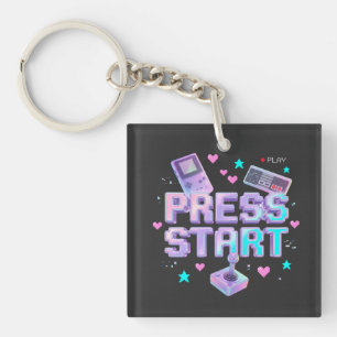 Porte-clefs Appuyez sur Start Y2K Rétro Gaming Arcade Chrome 9