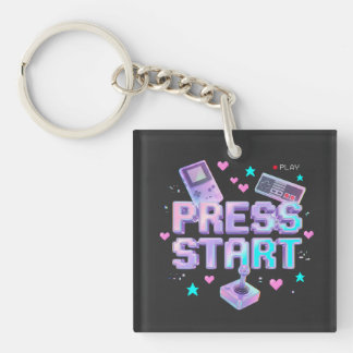 Porte-clefs Appuyez sur Start Y2K Rétro Gaming Arcade Chrome 9