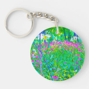Porte-clefs Aqua Blue Impressionistic Garden Paysage