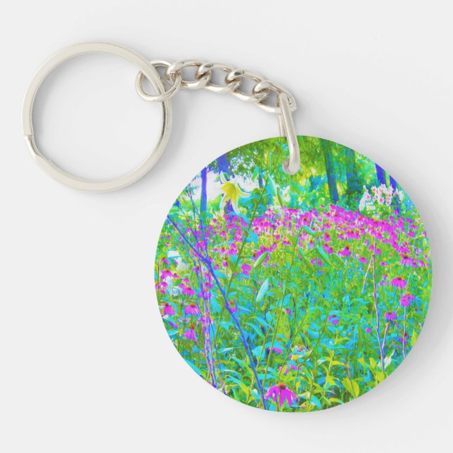 Porte-clefs Aqua Blue Impressionistic Garden Paysage (Devant)