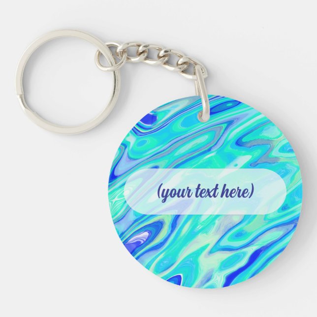 Porte-clefs Aqua Blue Marble Texture Abstrait Motif liquide (Devant)