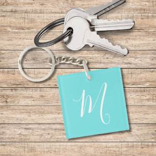 Porte-clefs Aqua Blue Monogramme initial