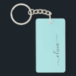 Porte-clefs Aqua Blue Turquoise Moderne Script Girl Monogramme<br><div class="desc">Aqua Blue Turquoise Simple Script Monogramme Nom Porte - clé. Cela rend le cadeau parfait pour 16 ans, mariage, douche nuptiale, anniversaire, baby shower ou bachelorette pour quelqu'un qui aime le luxe glam et les styles chic.</div>