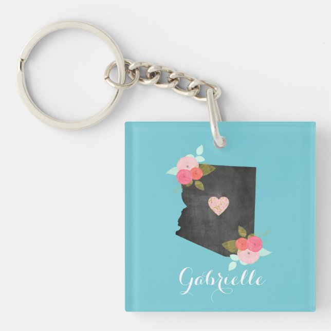 Porte-clefs Aqua Monogram Arizona State Moveable Heart City (Devant)