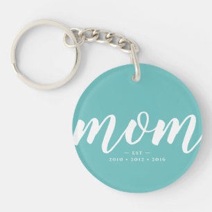 Porte-clefs Aqua Simple Typographie Maman EST.Porte-clé an a