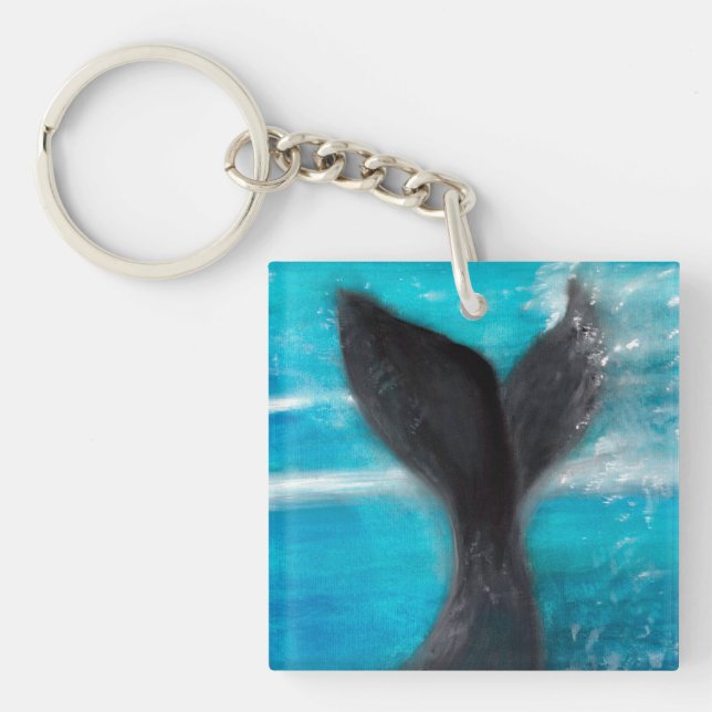 Porte-clefs Aquarelle à queue de baleine (Devant)