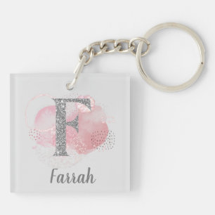 Porte-clefs Aquarelle Abstraite et Parties scintillant lettre