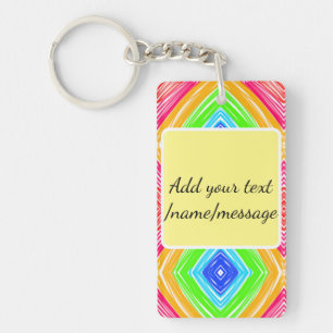 Porte-clefs Aquarelle arc-en-ciel ajoutez nom texte message pe