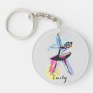 Porte-clefs Aquarelle Ballerina Dancer Thème Customisé