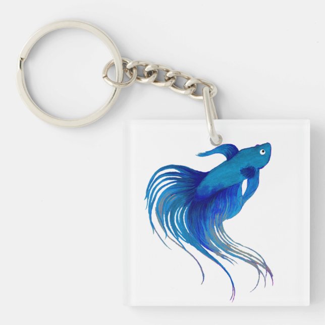 Porte-clefs Aquarelle bleu Betta Fish (Devant)