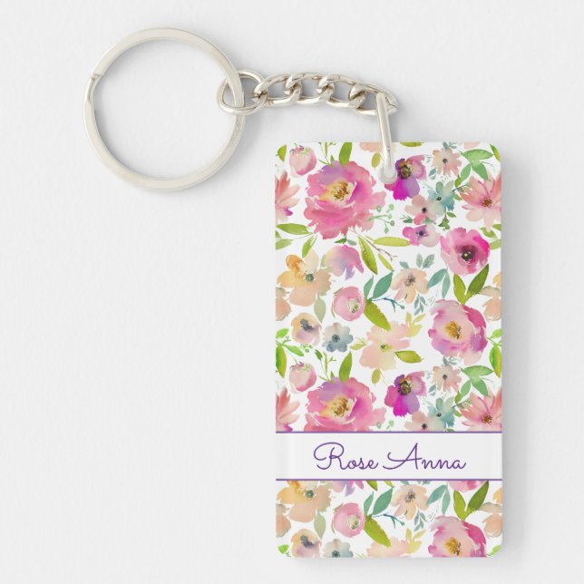 Porte-clefs Aquarelle Boho Pastel (Devant)