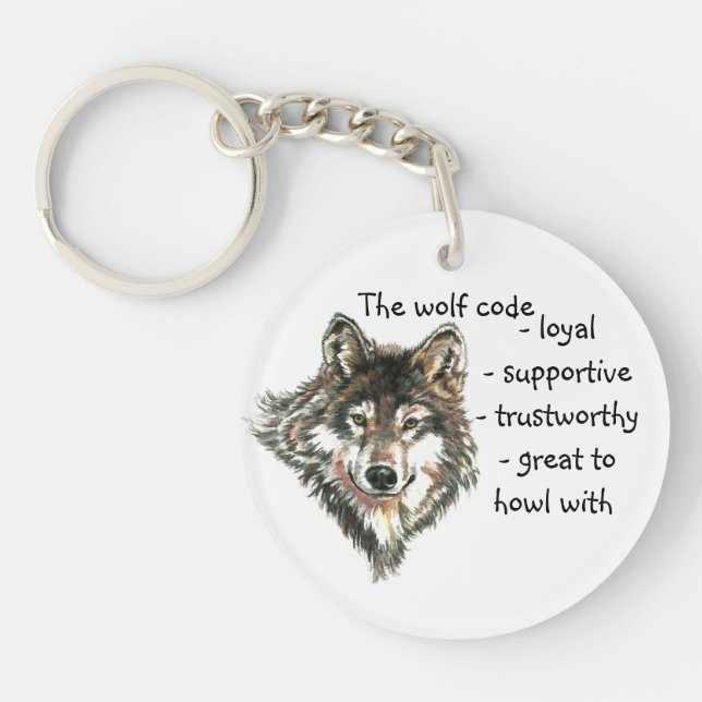 Porte-clefs Aquarelle Code Loup Citation, Loups Porte - clé an (Devant)