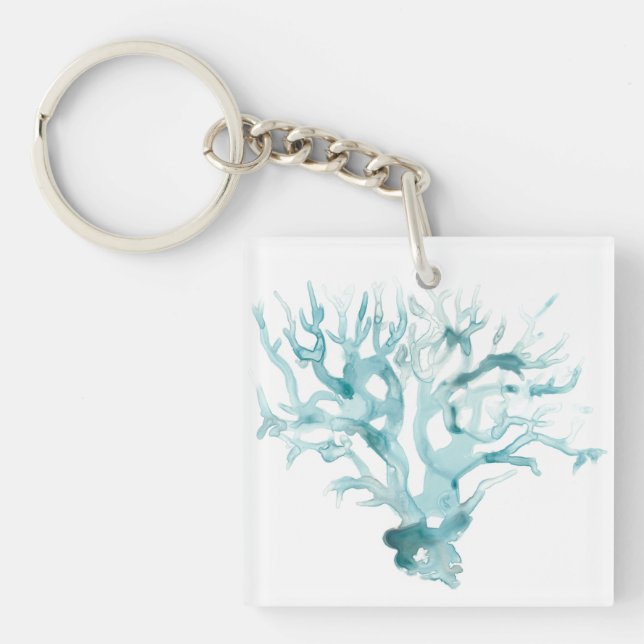 Porte-clefs Aquarelle Corail - Bleu (Devant)