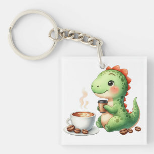 Porte-clefs aquarelle Cute Dinosaure T Rex boisson Acrylique