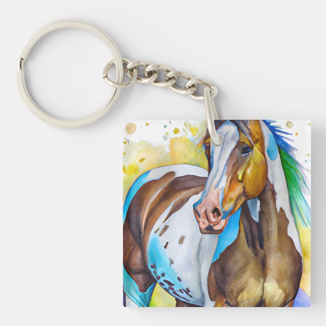 Porte-clefs Aquarelle de Cheval de peinture (Devant)