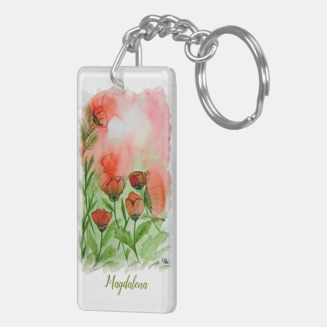 Porte-clefs Aquarelle de coquelicots (Dos droit)
