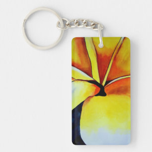 Porte-clefs Aquarelle de fleur frangipani tropicale art abstra