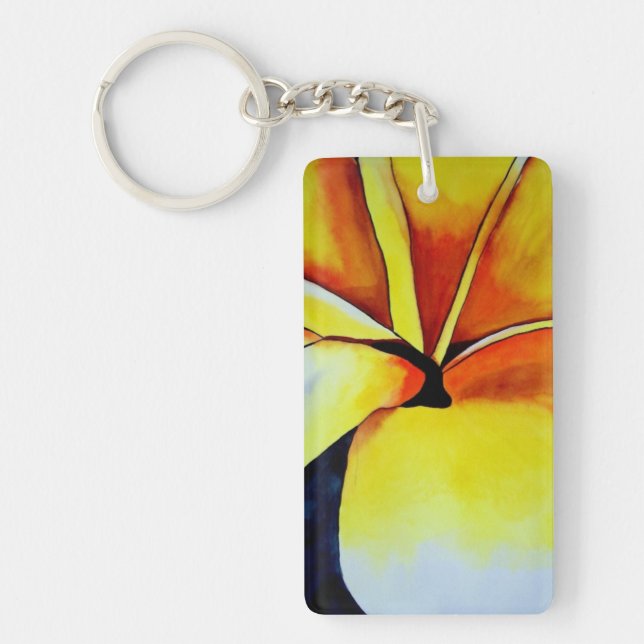 Porte-clefs Aquarelle de fleur frangipani tropicale art abstra (Devant)