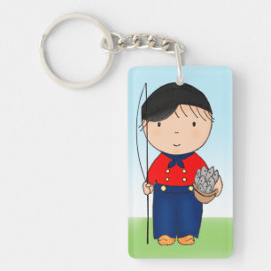 Porte-clefs Aquarelle de pêcheur hollandais à main mignonne