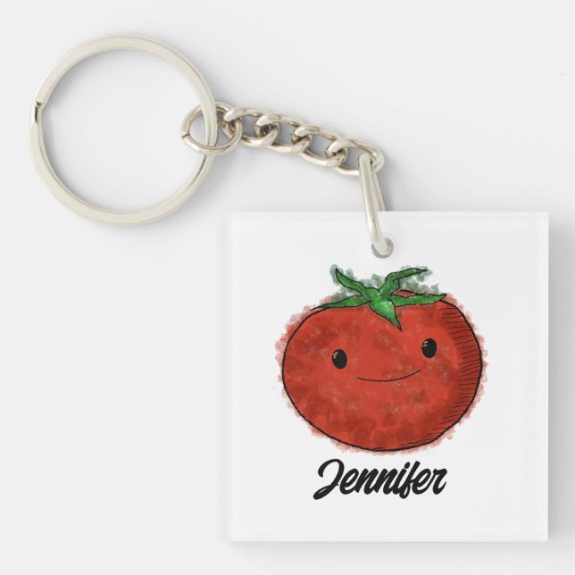 Porte-clefs Aquarelle de tomate mignonne (Devant)