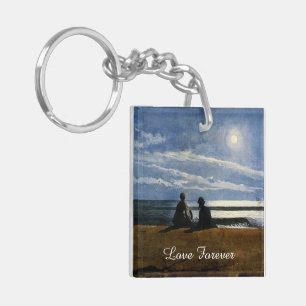 Porte-clefs Aquarelle de Winslow Homer, Clair de lune, Amour p
