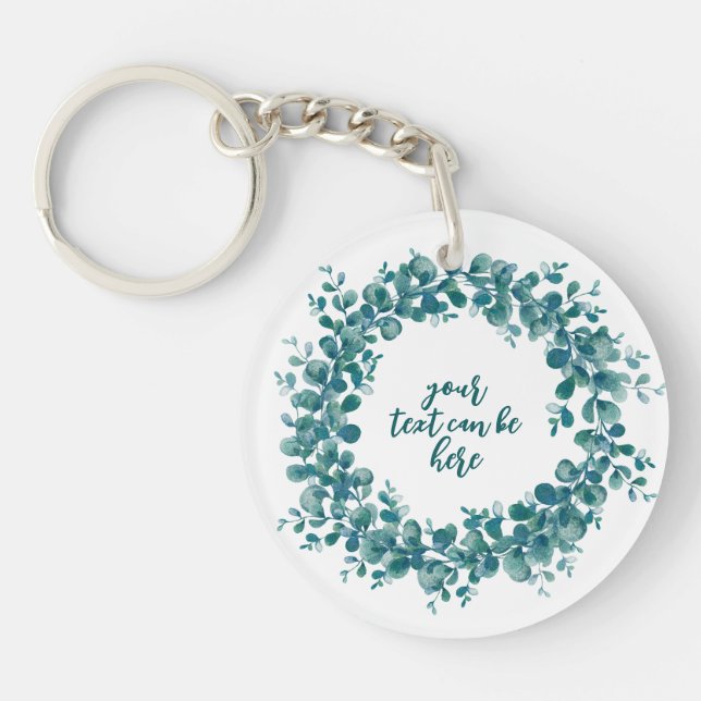 Porte-clefs Aquarelle d'eucalyptus verdure couronne (Devant)