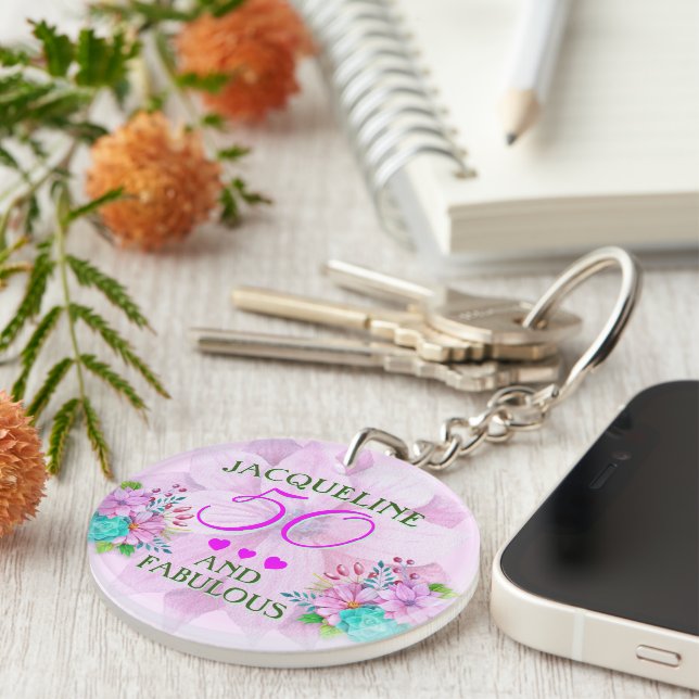 Porte-clefs Aquarelle Floral 50 et Fabulous (Devant droit)