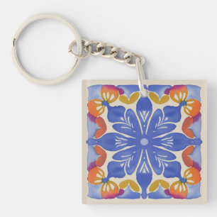 Porte-clefs Aquarelle florale colorée