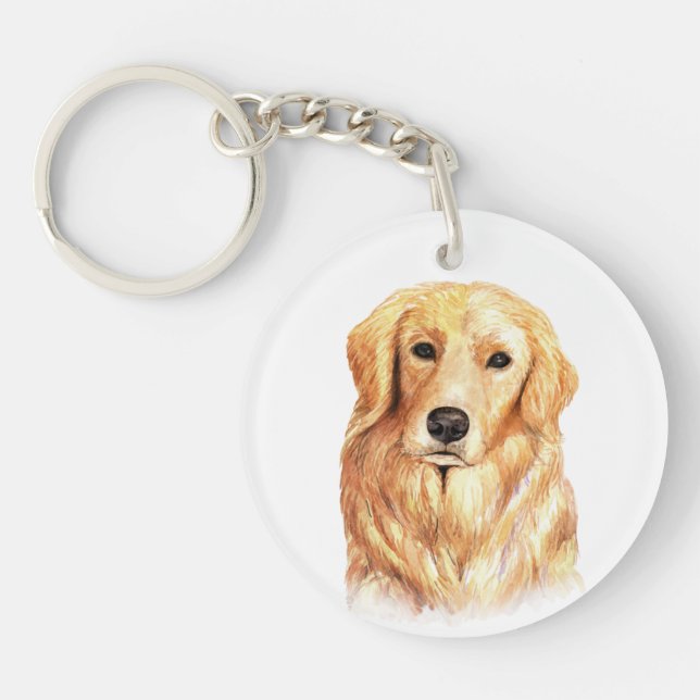 Porte-clefs Aquarelle Golden Retriever (Devant)