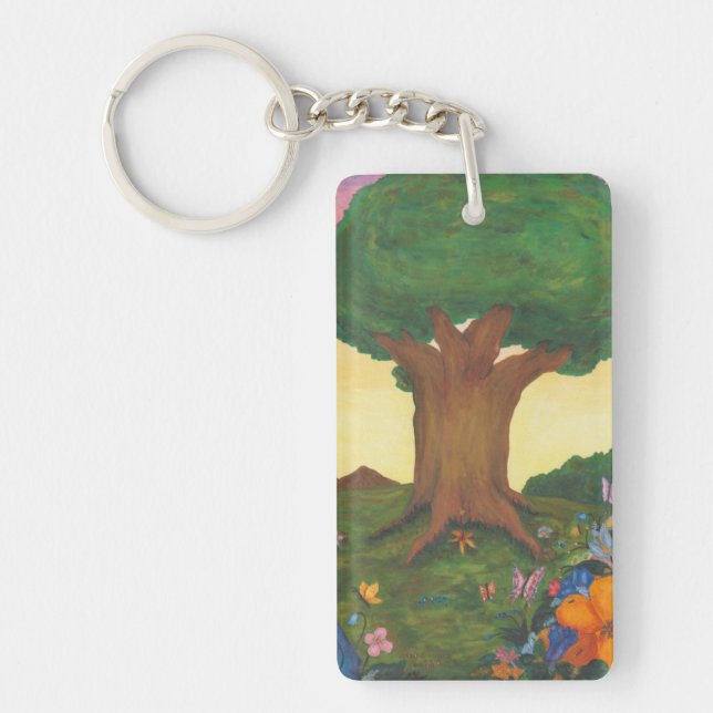 Porte-clefs Aquarelle Illustration Arbre Vie Imaginaire Art Am (Devant)