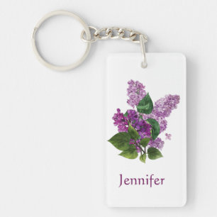 Porte-clefs Aquarelle Lilac Garden Flower Nom personnalisé