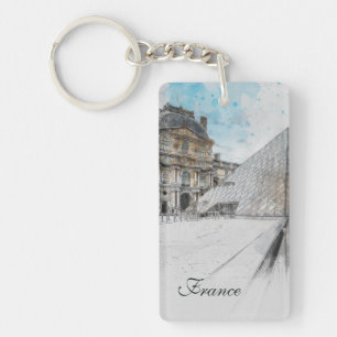 Porte-clefs Aquarelle Louvre Porte - clé - Paris Travel Souven