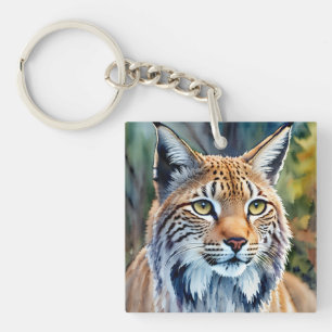 Porte-clefs Aquarelle Lynx Portrait